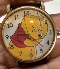 Timex Disney Winnie the Pooh Thinking Quartz Watch Leather Band Working Vintage picture