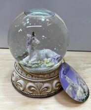 Les Alpes Original Mystical Collection White Unicorn In Snow Globe Handmade picture