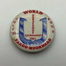 1967 Vtg World Horseshoe Tournament Badge Button Pinback Fargo Moorhead ND  D4  picture