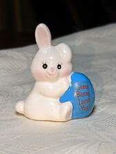 Vintage Russ Berrie Porcelain Miniature White Bunny & Egg 