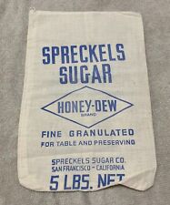 Spreckels Sugar Honey -Dew Blue and White Cloth Bag 5lb picture