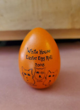 2008 White House Easter Egg Roll Wooden Egg Orange George W & Laura Bush Pets picture
