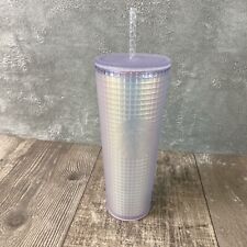 Starbucks 2022 Spring Soft Touch White Unicorn Pearl Grid Iridescent Tumbler picture