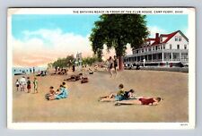 Camp Perry OH-Ohio, Bathing Beach In Front Of Club House Vintage Postcard picture