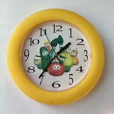 Veggie Tales Wall Clock Yellow Plastic Round Vintage Big Idea Works 10.5” picture