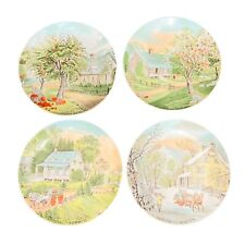 Vintage Currier and Ives Four Seasons 6.5” Bread Butter Plates SET OF FOUR picture