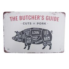 Retro Metal Cuts Pork Butcher Guide Wall Sign Man Cave Bar Pub Restaurant Decor picture