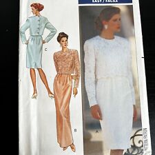 Vintage 1990s Butterick 4627 Back Button Top + Dress Sewing Pattern 6 8 10 CUT picture