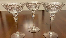 Vintage Tiffin Cut Glass Champagne Coupe Glasses Set of 3 picture