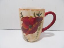 Pier 1 Imports POPPIES Hand Painted Earthenware Coffee Cup Mug picture
