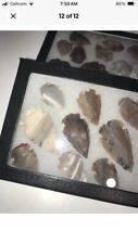 1x Native American Arrowhead  Points Set Of 9 Glass Case Spearheaded Artifacts picture