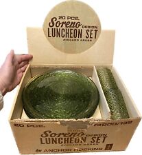 Vintage, Soreno, Avocado Green, Anchor Hocking, 20 piece Luncheon set. picture