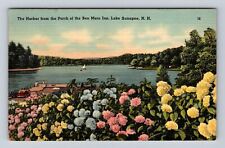 Lake Sunapee NH-New Hampshire, Lake Sunapee Harbor, Gardens Vintage Postcard picture