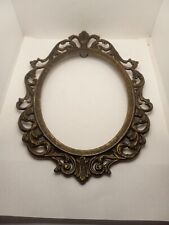 Lovely Vintage Oval Metal Ornate Brushed Gold Colored Picture Frame Fits 5