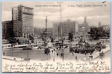 Postcard OH Cleveland Ohio Public Square Fountain Trolley Rotograph 1905 B56 picture
