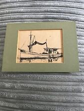 1978 BILOXI MISSISSIPPI BOAT AT DOCK HANDCRAFTED POSTCARD ARTIST PHIL MONTALBO picture
