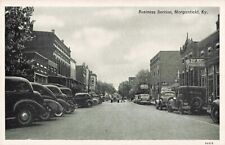 Business Section Morganfield Kentucky KY Old Cars Coca Cola Sign c1940 Postcard picture