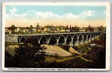 Brooklyn Brighton Viaduct Cleveland Ohio Birds Eye View Bridge Railroad Postcard picture