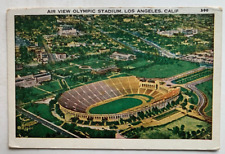 ca 1930s CA Postcard Los Angeles California Air View Olympic Stadium bird's eye picture
