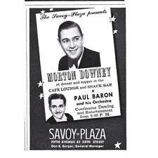 Morton Downey Savoy Plaza New York City Baron Orchestra 1940s Vintage Print Ad picture