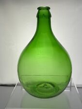 Green Glass Demijohn Wine Bottle Jug Vintage MCM Large 13” Tall picture