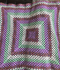 Handmade unique 104x104cm Crochet Blanket/Throw Vintage retro kitsch lilac pink picture