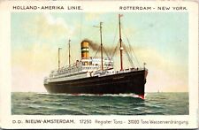 Postcard Holland Amerika Linie Advertising TSS Nieuw Amsterdam Steam Cruise UNP picture