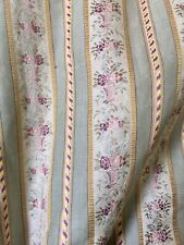 Vintage French Floral Basket Stripe Lisere Brocade Jacquard Fabric ~ Sage Green picture