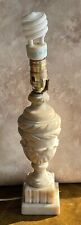 Vintage Carved White Italian Marble Alabaster Lamp Neoclassical Gray Vein picture