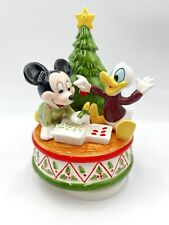 Vintage Disney SCHMID Mickey Mouse Donald Duck Porcelain Music Box Figure READ picture