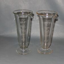 2 Vintage Etched Apothecary Beaker Laboratory Glass Antique Whitall Armstrong picture