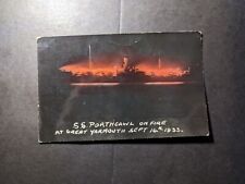 Mint 1933 Canada Ship Postcard SS Porthcawl on Fire at Great Yarmouth NS picture