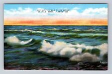 Palm Beach FL- Florida, Scenic View Of Waves, Antique, Vintage Souvenir Postcard picture