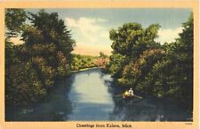 Boating At A Very Beautiful Lake, Greetings From Kaleva, Michigan Postcard picture