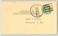 DPO Fossil Wyoming WY Postcard Edgar M Griffin Williston North Dakota ND 1942 picture
