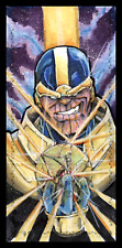 2017 Upper Deck UD Marvel Premier Triple Panel Sketch 1/1 Thanos Corbin Delaney picture