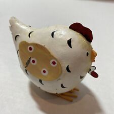 Hand Painted Metal Chicken Figurine Vintage 3 X 4 Inches picture