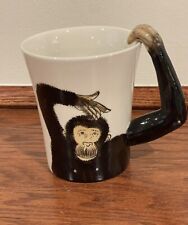 Pier 1 Imports Monkey Chimpanzee Wildlife 16 oz Coffee Mug Hand Painted 3-D Cup picture