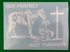 Cowgirl Not Perfect Just Forgiven White Vinyl Car Decal Bumper Sticker picture