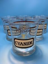 Set of 6 Six Cera Name Your Poison Whiskey Glasses Halloween Hemlock Cyanide picture