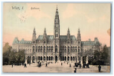 c1910 Crowd Scene Entrance to Rathaus Vienna 1 Austria Antique Posted Postcard picture