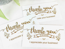 100x Business Cards, Thank You for Your Purchase White Gold, Appreciate Customer picture