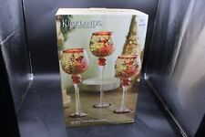 Kirkland’s Hand Painted Glass Red Bird Candle Holders Charisma Set of Three picture