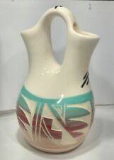 Vintage Mesa Verde Pottery Wedding Vase Teal Signed Lee Nav.  picture