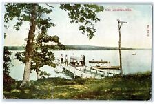 c1910s Canoeing Boat People Near Ludington Michigan MI Unposted Vintage Postcard picture