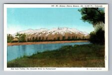 Mt Blanca CO-Colorado, San Luis Valley Rio Grande River, Vintage Postcard picture