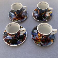 Cafe Najjar Limited Edition~Set of 4~Abstract Espresso Cups & Saucers, C Khoury picture
