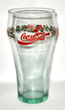 Coca Cola Collectable Christmas Glass Holly Berries Bells 12 oz Vintage. picture
