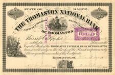 Thomaston National Bank of Thomaston - Stock Certificate - Banking Stocks picture