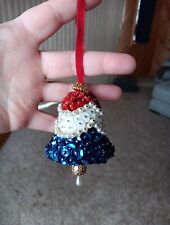 Vintage Christmas Ornament Sequin Pins Patriotic Bell picture